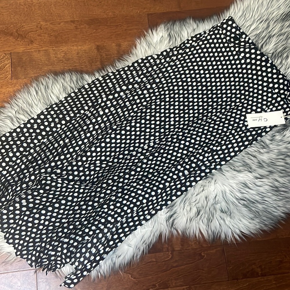 Black and White Poka Dot Pleaded Skirt NWT
